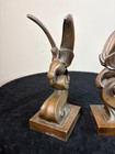 Pair Of Art Deco C  1934 Perched Eagle Bookends W  Bronze Tone