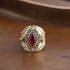 Natural Marquise Garnet Poison Ring   Gold Garnet Hidden Box Ring  handmade Ring