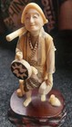Vintage Japanese Okimono  Carved Figurine Traveling Merchant  Seller  