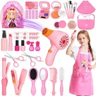 39 Pcs Hair Salon Toys Set For Girls - Pretend Play Makeup   Styling Kit