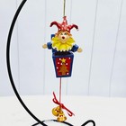 Vintage Jester Jack In The Box Ornaments Christmas Glitter Sequin Blue Green Red