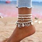 New Womens Bohemian Foot Chain Bracelet Pearl Beaded Beach Boho Silver Anklet Us