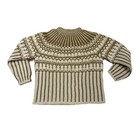 Vintage Cj Viking Fair Isle Wool Sweater Beige Mustard Hand Made In Denmark