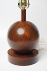 Vintage Mid-century Modern Wood Ball Globe Table Lamp 21 5  Tall
