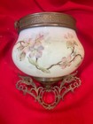 Antique Hanging Oil Lamp Hand Painted Font Holder