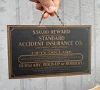 Early Antique Hanging Metal Detroit Insurance Co  Robbery Sign Crime Michigan