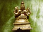 Exceptional Small Antique Sculpture Of Shiva   Parvathi - Gold Bronze