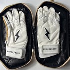 Bruce Bolt Adults  Premium Pro Short Cuff Batting Gloves Large White tan