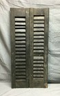Pair Vintage Antique House Window Wood Louvered Shutters Black 9x37 Old 381-26b