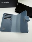 Chanel Vip Gift Blue Denim Logo Passport Wallet Cover