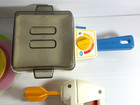 Vintage Kitchen Play Food Money Lot Fisher Price Baby Alive Mixer Skillet Mixed