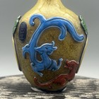 Collection Chinese Old Beijing Glaze Carved Dragon Statue Exquisite Bottle