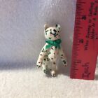 Vtg Dollhouse Miniature Artisan Jointed Christmas Teddy Bear W  Green Ribbon