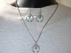 Navajo Signed Sleeping Beauty Turquoise Sterling Silver Naja Pendant   Earrings