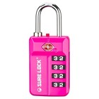 Combination Luggage Lock 4 Digit Tsa Approved Pink Resettable Hardened Shackle