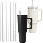Reusable Plastic Straws 30 Oz Tumbler W  Cleaning Brushes Bpa Free 11 Inch New
