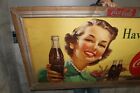 Large 62  Vintage 1952 Coca Cola Soda Pop With Frame 2 Side Sign