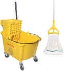 Commercial Mop Bucket With Side Press Wringer On Wheels  Including One Commer   