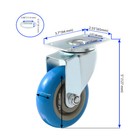 4 Pack Caster Wheels Swivel Plate On Blue Polyurethane  4  No Brake-4 Pcs 