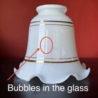 Vintage Cased Opaque Milk Glass Lamp Light Shade W gold Stripes 2    Fitter Ruffle