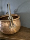 Antique Hand Hammered Copper Jam Pot With Wrought Iron Swing Handle