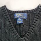 Polo Ralph Lauren Sweater Vest Kids Boys M  10-12  Black Cable Knit Red Pony Euc