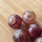 Vintage Rare German Glass Beads 9mm Swirled Marbled Burgundy Plum Lot Of 7