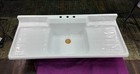 Kitchen Sink Double Drainboard Vintage Cast Iron Refinished Top Mount Faucet