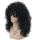 Vgbeaty Mens Slash Long Curly Black Hard 70s 80s Rocker Wig Halloween Costume   