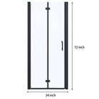 High-gloss Matte Black Double-hinged Semi-frameless Shower Door With Clear Glass