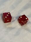 2 Vintage Dice Translucent Cherry Red Bakelite 5 8   