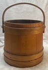 Antique Primitive Wooden Firkin Sugar Bucket W swing Handle No Lid 9   