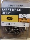  10 X 1  Sheet Metal Screws Self Tapping Pan Head Stainless Steel Qty 50