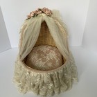 Vintage Basket Cradle Doll Bassinet Canopy Lace Aristocats