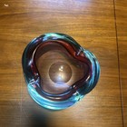 Alfredo Barbini Glass Ashtray Bowl Geode Style Murano Italy Vtg Blue And Purple
