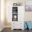 2-door Wardrobe Cabinet Armoire Dresser Closet Bedroom With Adjustable Shelf New
