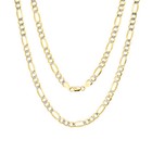 10k Solid Gold 2mm-12mm Diamond Cut Pave Figaro Chain Necklace Bracelet 7 - 30 