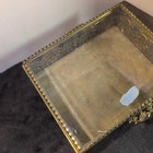 Vintage Ornate Gold Filigree Glass Jewelry Box Hollywood Regency Casket 4 5in