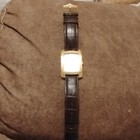 Bulova Men s Rectangular Gold-tone Quartz Dress Watch Date White Dial Black