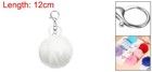 Pom Pom Keychain Faux Rabbit Fur Fluffy Pompoms Keyring White silver