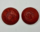  2  Vintage Chinese Nicely Carved Red Cinnabar Lacquer Lacquerware Lids 2 75   