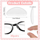 30 Pairs Glasses Nose Grips Non Slip soft Adhesive Glasses Anti Slip D-shaped Si