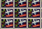 1949 Wx146 White Peace Dove holly  u  Sheet Of 100 Us Christmas Seals Faults Mnh