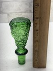 Vintage Emerald Green Empoli Glass Decanter Bottle Stopper Grape Cluster 5    Tall