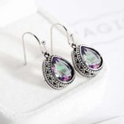 925 Silver Fashion Women Hook Dangle Drop Earrings Cubic Zirconia Jewelry Gifts