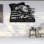 Custom Name Bald Eagle Flag Metal Wall Sign  Patriotic Usa Steel Art Veterans