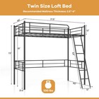 Twin Size Metal Loft Bed Single Loft Bunk Bed With Full-length Guardrail