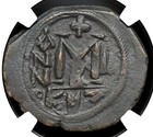 Byzantine  Heraclius  Ad 610-641     Follis  Overstruck  Ngc Choice Vf