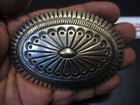 Vintage Native American Sterling Silver Signed Navajo Concho Belt Buckle
