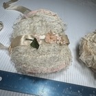 Antique Baby Bonnet With Pink Lace Trim With Match Cinched Purse
